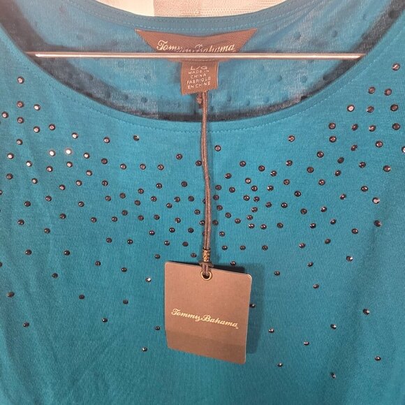 Tommy Bahama Sequin Teal Green Blue Mini Dress size Large NWT - Picture 4 of 9